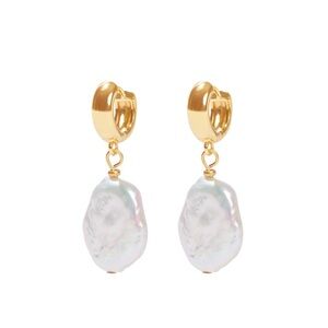 OUR SPARE CHANGE Isla Pearl Earrings - 18k Gold Plated + Freshwater Pearls NWT